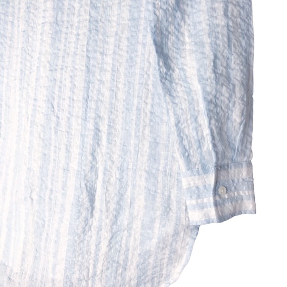 Small Oversized 100% Linen Standard James Perse Blouse Shirt Button Up Stripes - Picture 12 of 14